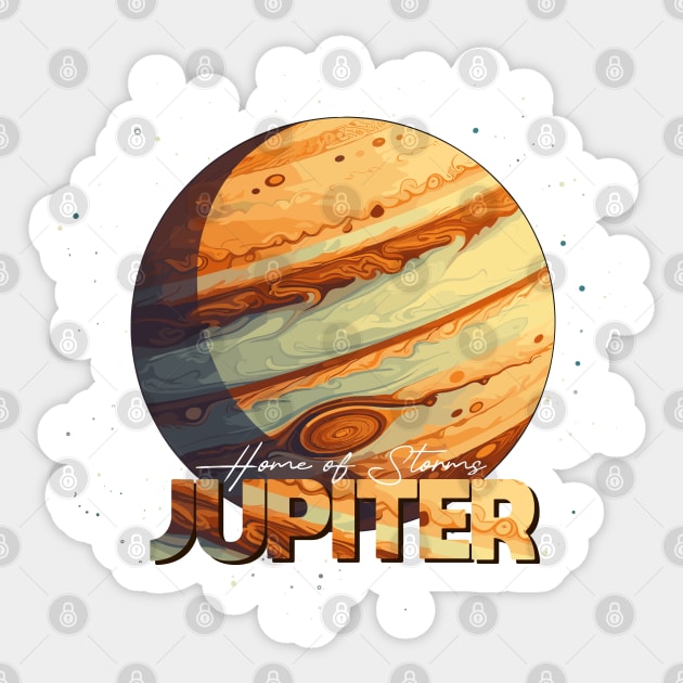 Jupiter Planet Logo, Space Cosmos Solar System Art Sticker by Moonfarer